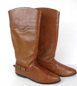 Womens Nicole Paige Mid Calf Brown Boots Size 7.5M Low Heel Buckle Accents - Picture 1 of 12