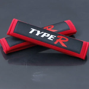 Red JDM TYPE R Seat Belt Cover Shoulder Pads Soft Cotton Seatbelt Harness - Picture 1 of 4