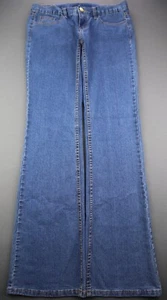 Pantalones de mezclilla acampanados de tiro bajo Bebe para mujer elásticos lavado medio talla 30 (Sr 32x34) - Imagen 1 de 8