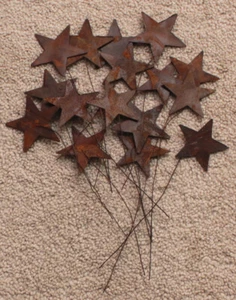 24 primitivas estrellas de estaño oxidadas de 2" en vástago de alambre ~ para manualidades - Imagen 1 de 2