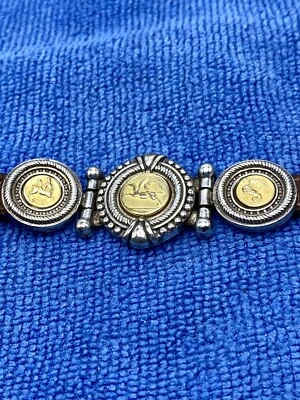 Браслет с пряжкой для монет Brighton 1995 коричневый кожаный Pegasus 3 диска. - Изображение 1 из 4