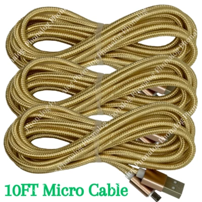 3x 10Ft Micro USB Fast Charger Cable Heavy Duty Charging Cord For Android Phone - Image 1 of 4