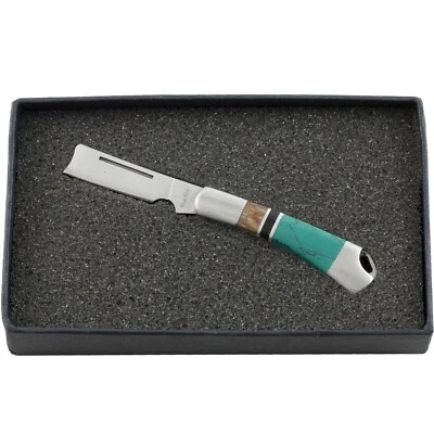 Mini navaja de bolsillo Rough Rider con asas de madera marrón turquesa RR1474 2" Foto 1 de 2