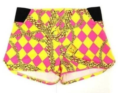 Pantalones Cortos Nicki Minaj Arlequín Rosa Amarillo Cintura Elástica Elastizados Para Mujer-talla L Foto 1 de 4