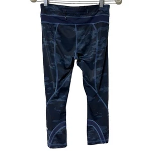 Leggings mimetici Lululemon Run Inspire Crop Lotus blu taglia 4 slick calamaio - Foto 1 di 10