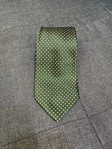 TODAY'S MAN Men's 100% Silk Necktie ITALY Designer Geometric Mallard Green EUC - Picture 1 of 3