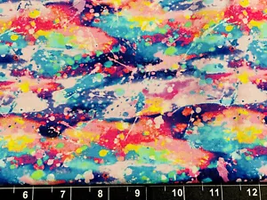 Tina Scrap 9"x21" Candy TIE DYE Pastel Easter Paint water COLORFUL Cotton Fabric - Picture 1 of 1