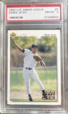 1992 UD Minor League DEREK JETER Rookie #5 New York Yankees Graded PSA 8