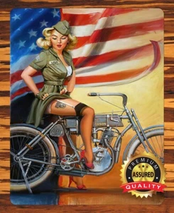Harley Davidison - Military Pinup - Blechschild 11 x 14 - Bild 1 von 2
