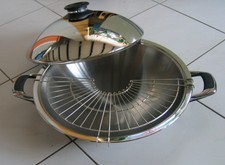 AMC Starline Wok, Chinawok con coperchio vano alti e griglia a goccia, 36 cm, 5,6 ltr.