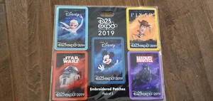 2019 D23 DISNEY EXPO EXCLUSIVE PATCH SET OF 5 MICKEY R2-D2 ELSA WOODY PANTHER  - Picture 1 of 1