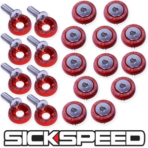 RED 40 PC BILLET ALUMINUM FENDER/BUMPER WASHER/BOLT ENGINE BAY DRESS UP P1 - Picture 1 of 1