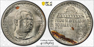 1947 D Booker T. Washington Commemorative Half Dollar PCGS MS-67 - Image 1 of 3