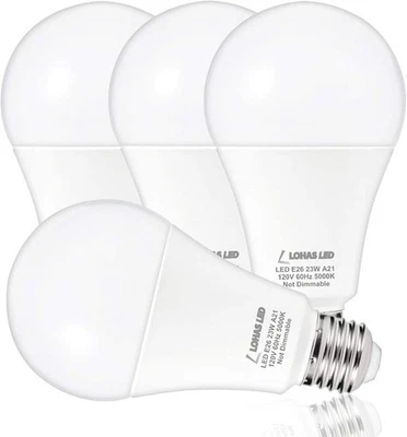 LOHAS A21 Bright LED Light Bulb, 150W-200W 4 Count (Pack of 1), Daylight  - Image 1 of 4