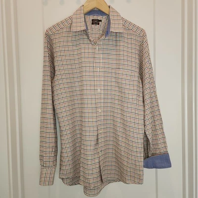 J. McLaughlin Men's M Trim Fit Plaid Button Down Shirt Red Blue Yellow Preppy - Image 1 of 4