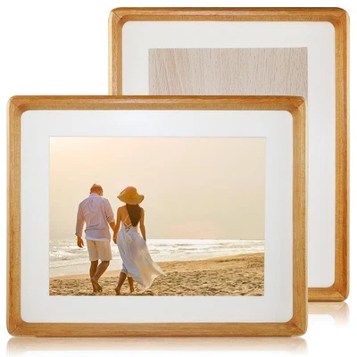 8x10 Wooden Picture Frame Set of 2, Display Pictures 6x8 with Mat or 8x10 Wit... - Image 1 of 4