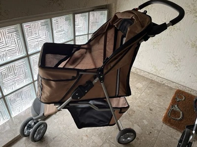 Dreirad Jogger Hundebuggy Braun 5-6 Kg zusammen klappbar Sehr Gut Erhalten. - Bild 1 von 4