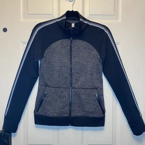 Athleta Girl Sz XL/14 Gray & Black Colorblock Zip Up Jacket Zip Pockets - Picture 1 of 13