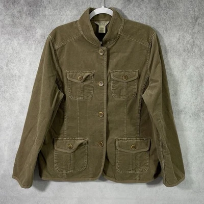 LL Bean Corduroy Jacket Womens XL Brown Button Up Longsleeves Pockets. - Image 1 of 4