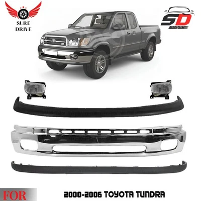 Front Bumper Chrome Steel & Fog Light Assembly Kit For 2000-2006 Toyota Tundra - Imagem 1 de 4