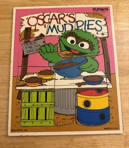 Vintage Sesame Street Oscar's Mud Pies - Playskool Wooden 11 Piece Puzzle 315-28 - Picture 1 of 12