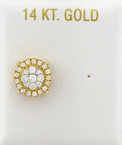 GENUINE 0.85 Cts DIAMOND Single EARRING 14K YELLOW GOLD - NWT - Screw Back - Picture 1 of 5
