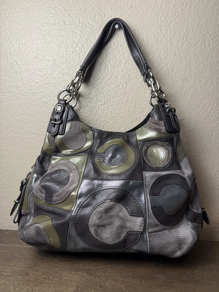 Raro Bolso de Mano Coach Cartera 15770 Patchwork Mia Maggie Bolso de Mano de Cuero Multicolor Foto 1 de 4