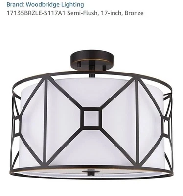 NUEVO Woodbridge Iluminación Regan 17" 3 Luces Semi-al ras en Bronce S117A1 Foto 1 de 4