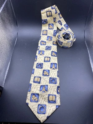 Corbata de oración para hombre 100 % seda crema y azul por Eagles Wing  Foto 1 de 4