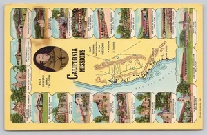 Vintage California Missions Map Postcard by Western Publishing Co. - Picture 1 of 2
