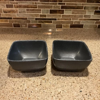 Better Homes Anderson DARK GRAY ~ Stoneware ~ 5.65" Square Bowls Set Of 2 - Image 1 of 4