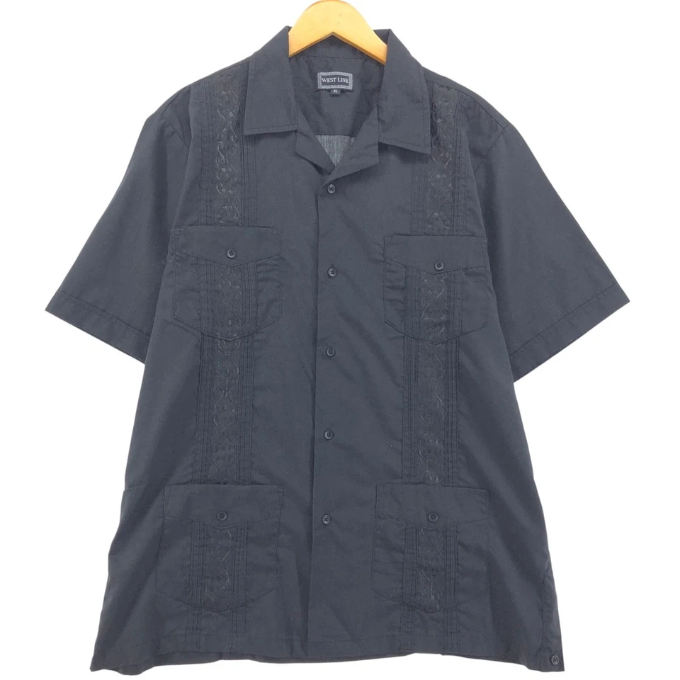 Vintage WEST LINE short-sleeved open-collar Mexican/Cuban box shirt size XL ... - Image 1 of 4