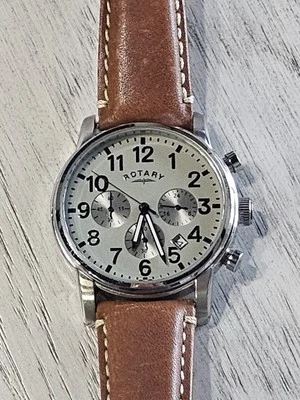 ! Rotary Men's Rare Grey Dial Brown Leather Strap Chronograph Watch GS00430/31 ! - Image 1 of 4