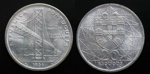 PORTUGAL 20 Escudos PLATA  1966 Inauguración Puente Salazar SC - Picture 1 of 1