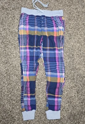 Pantalones de salón Aerie XSmall ropa de dormir a cuadros cordón rosa azul Foto 1 de 4
