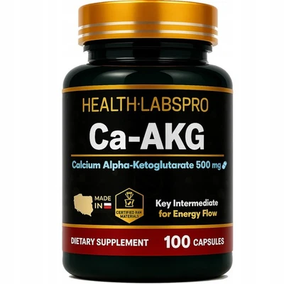 HEALTH LABS PRO Ca-AKG Calcio Alfa Cetoglutarato 500 mg 100 Cápsulas - ENERGÍA