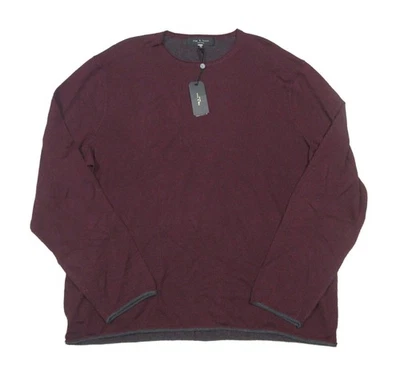 Rag & Bone Men’s Burgundy/Charcoal Tipped Trent Crew-Neck Pullover Sweater $250 - Image 1 of 3