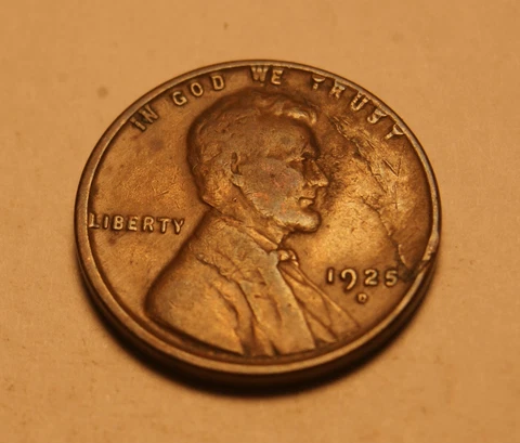 1925 D Lincoln Wheat Cent Huge Lamination Mint Error Obverse Cover