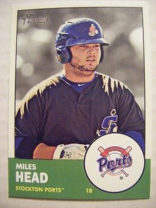 MILES HEAD 2012 Topps Heritage Minors baseball card #70 FAYETTEVILLE GRIFFIN GA