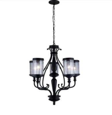 World Imports Estella Collection 5-Light Chandelier W/Clear Seeded Glass Shades - Image 1 of 3