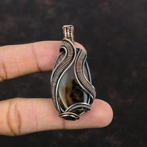 Women's Day Gift Montana Agate Copper Mom Gift Wire Wrapped Pendant 2.36" - Picture 1 of 6