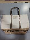 Victoria’s Secret Overnight Canvas Tote Bag Carryon Zip Tan Gold Glitter New