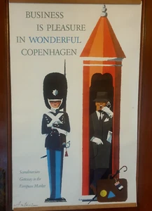 ORIGINAL 1962 BUSINESS IS VERGNÜGEN WUNDERBARES KOPENHAGEN ANTONI REISEPOSTER - Bild 1 von 14