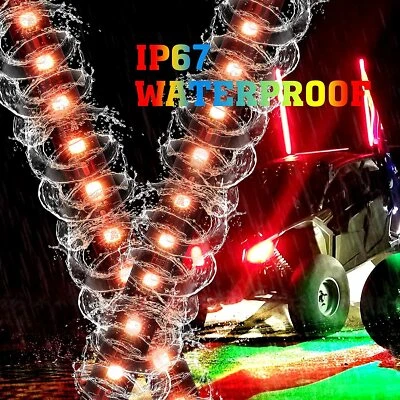 Luces látigo ahumadas de 2 piezas 3 pies antena LED RGB bandera de persecución y control remoto para garra Zforce Foto 1 de 4