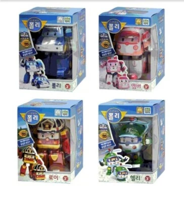 Robocar Poli Deluxe Poli Roy Amber Helly 4" size Transforming Robot 4pcs - Image 1 of 4