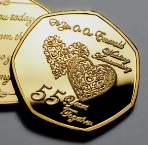 On Our 55th EMERALD WEDDING ANNIVERSARY 24ct Gold Commemorative. Gift. 55 Years - Picture 1 of 8