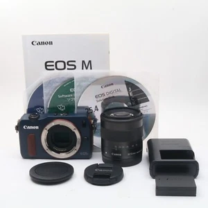 【Near Mint,W/18-55mm】Canon EOS M 18MP Mirrorless Digital Camera Navy from Japan - Picture 1 of 16