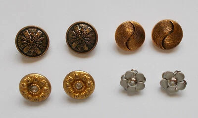 8 Vintage Metal Buttons Shank Gold Copper Silver 4 Sets 3/4" 5/8" - Image 1 of 4