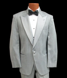 Vintage Christian Dior Men's Light Grey Striped Tuxedo Jacket Size 40R - Picture 1 of 5