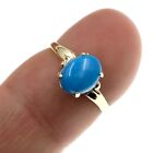 Vintage PETITE 10k Solid Yellow Gold Natural Turquoise Ring Size 4.25